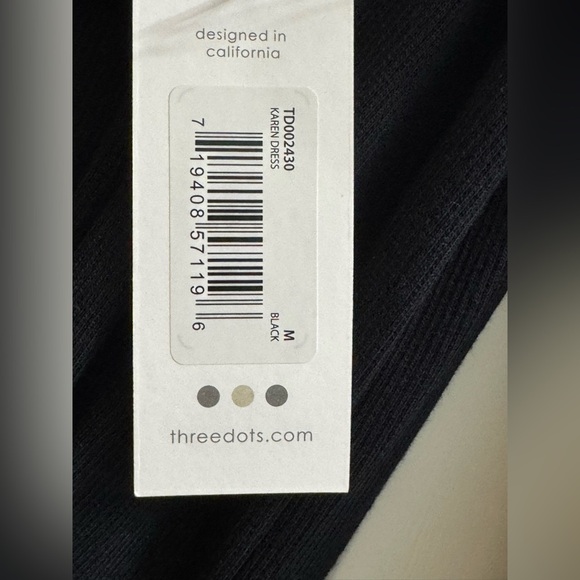 Three Dots NWT SZ M Karen Dress with Tie Waist in Black - Picture 8 of 8